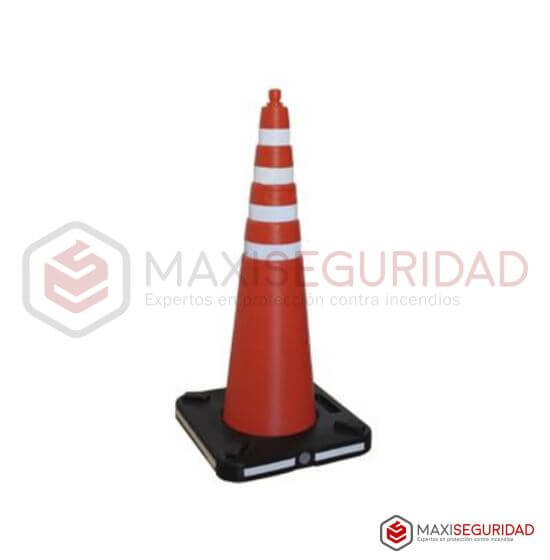 Cono Vial Naranja Reflectivo Base Negra 70 cm